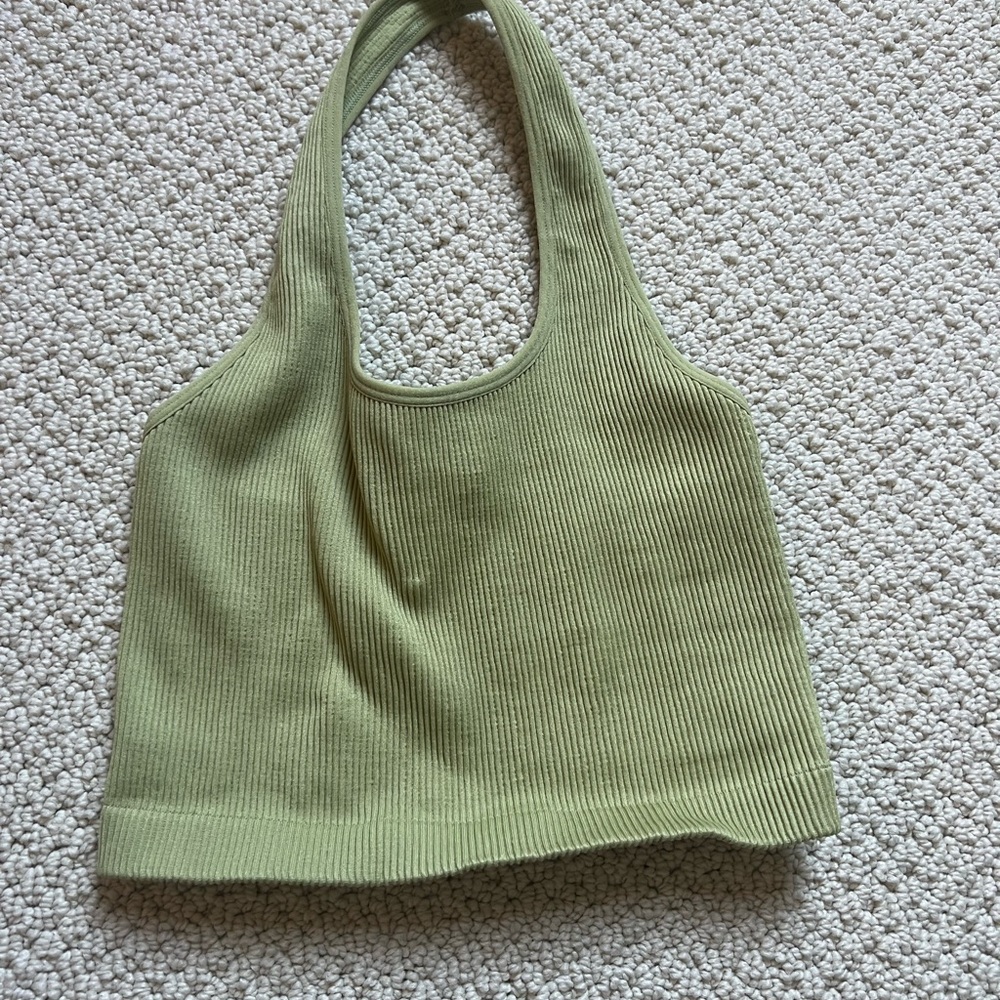 Cotton On Olive Ribbed Halter Top